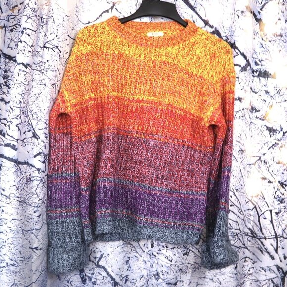 RAINBOW OMBRE SWEATER S Kori Knit Oversized Boxy Chunky Pride Fall Spring Bright - Picture 2 of 7